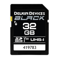 Delkin Devices 32GB SDHC Black UHS-I V30 U3 90MB/s Read 90MB/s Write 0