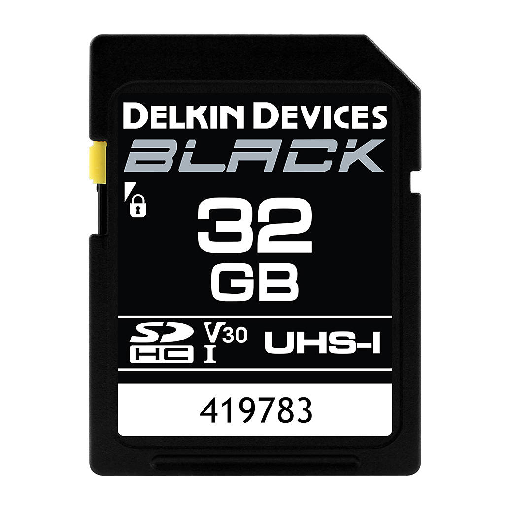Delkin Devices 32GB SDHC Black UHS-I V30 U3 90MB/s Read 90MB/s Write