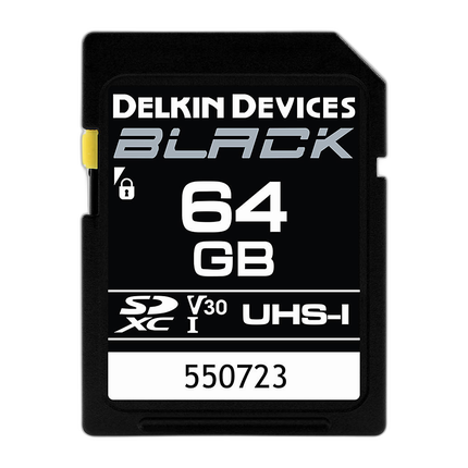 Delkin Devices 64GB SDXC Black UHS-I V30 U3 90MB/s Read 90MB/s Write