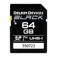 Delkin Devices 64GB SDXC Black UHS-I V30 U3 90MB/s Read 90MB/s Write 0