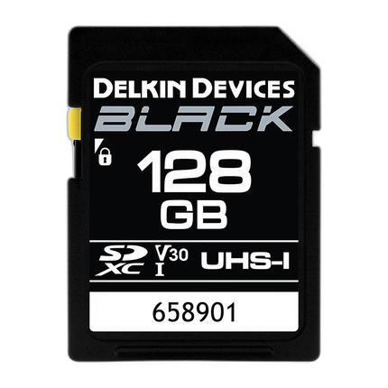 Delkin Devices 128GB SDXC Black UHS-I V30 U3 90MB/s Read 90MB/s Write