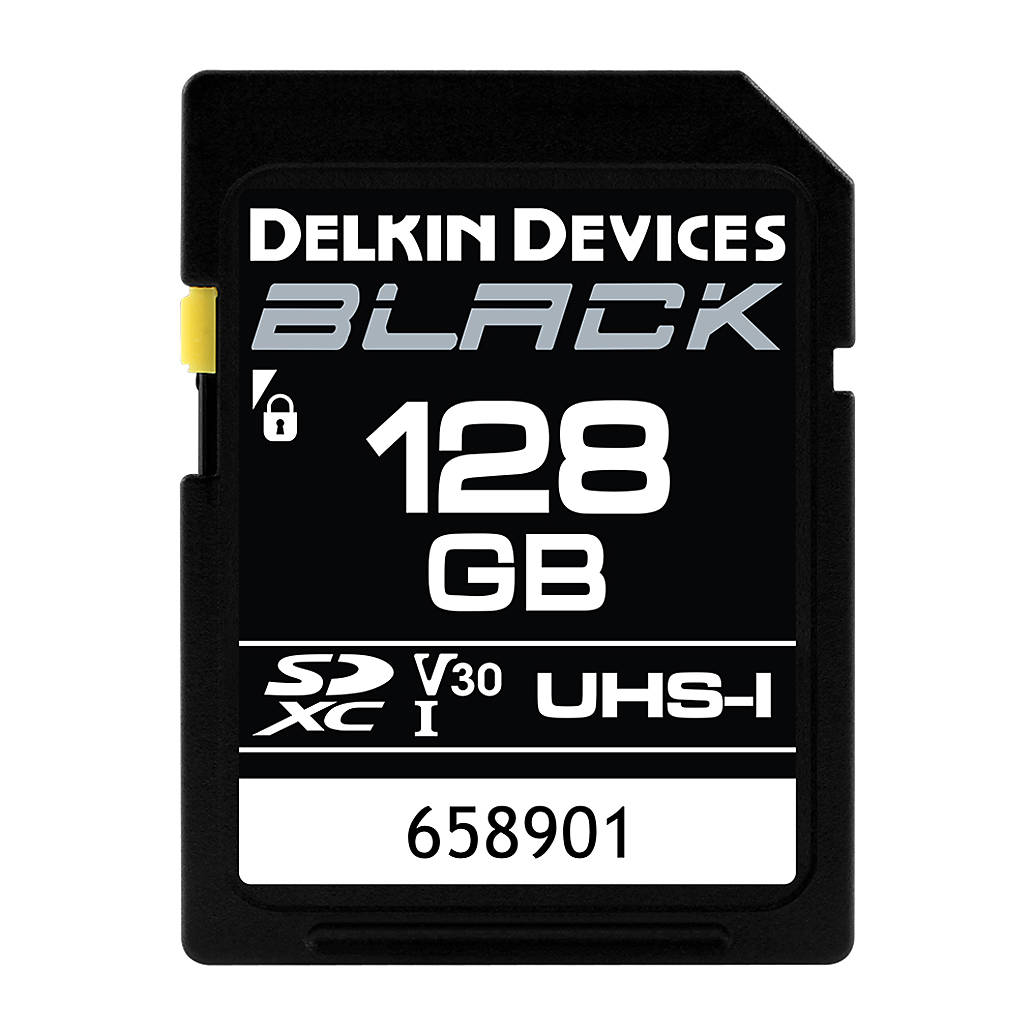Delkin Devices 128GB SDXC Black UHS-I V30 U3 90MB/s Read 90MB/s Write