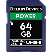 Delkin Devices 64GB Power SDXC UHS-II V90 300MB/s Read 250MB/s Write 0