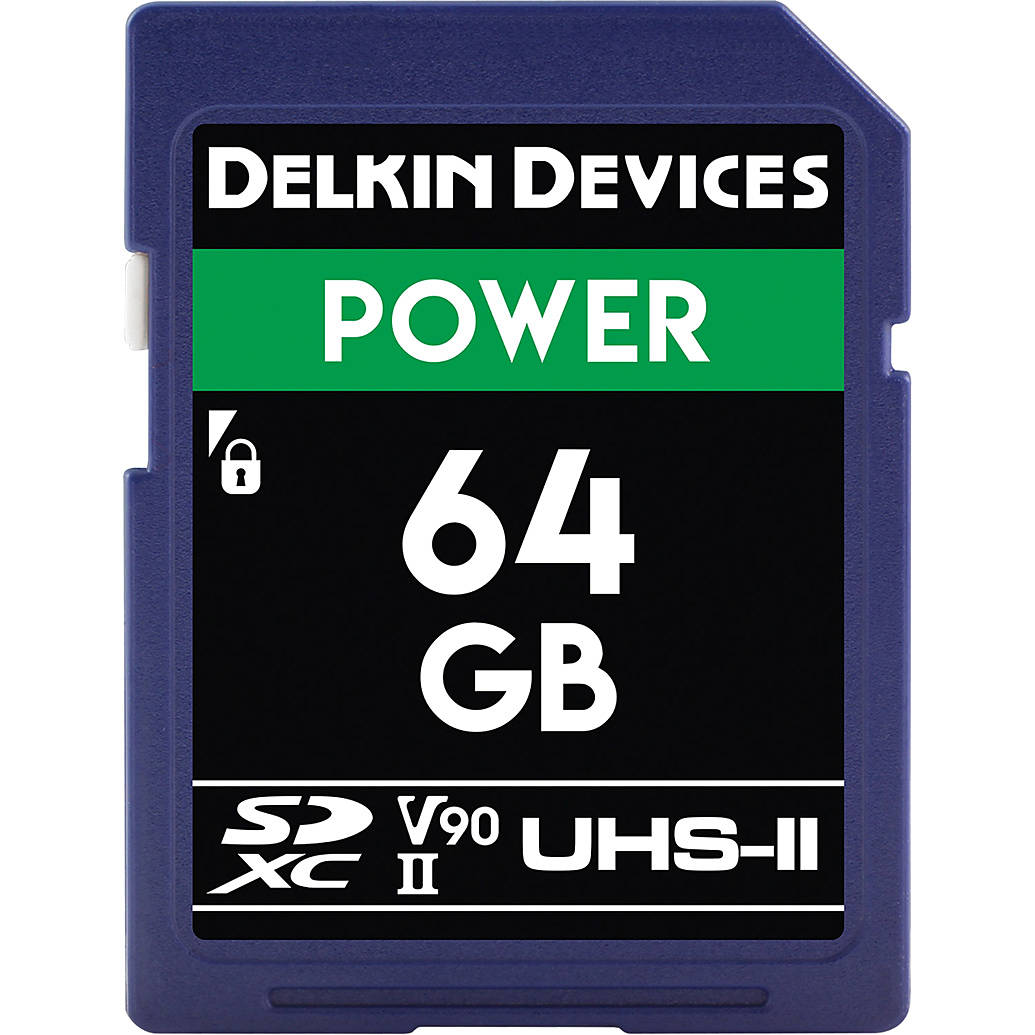 Delkin Devices 64GB Power SDXC UHS-II V90 300MB/s Read 250MB/s Write