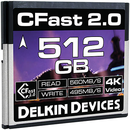 Delkin Devices 512GB Cinema CFast 2.0 560MB/s Read 495MB/s Write