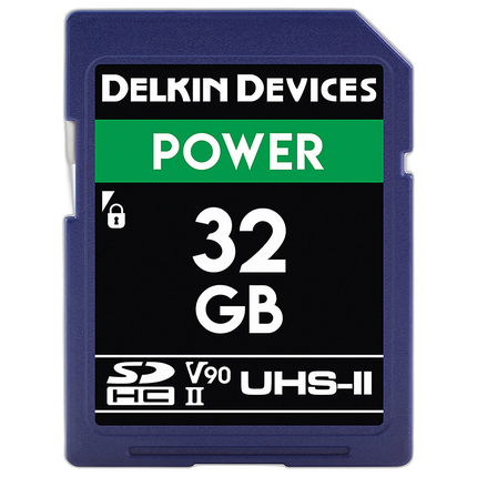 Delkin Devices 32GB SDHC Black UHS-II V90 U3 300MB/s Read 250MB/s Write