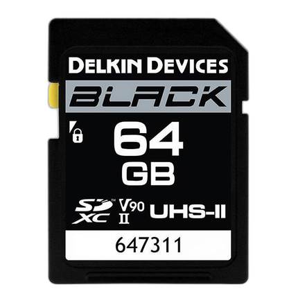 Delkin Devices 64GB SDXC Black UHS-II V90 U3 300MB/s Read 250MB/s Write