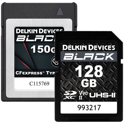 Delkin Devices 150GB BLACK CFexpress Type-B and 128GB BLACK RUGGED UHS-II SDXC
