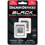 Delkin Devices 150GB BLACK CFexpress Type-B  and  128GB BLACK RUGGED UHS-II SDXC 1