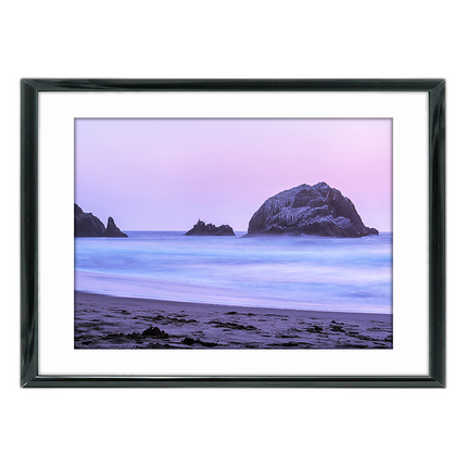 10x8 Custom Black Metal Frame, White Mat with Glass