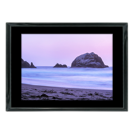 10x8 Custom Black Metal Frame, Black Mat with Glass