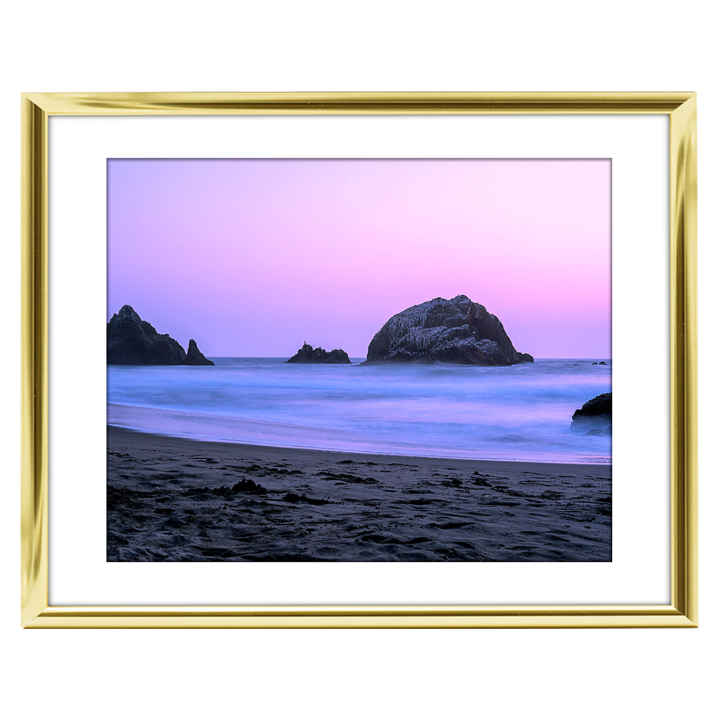 10x8 Custom Gold Metal Frame, White Mat with Glass