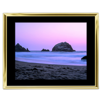 10x8 Custom Gold Metal Frame, Black Mat with Glass 0