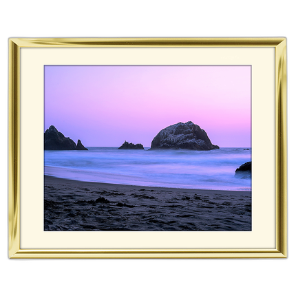10x8 Custom Gold Metal Frame, Off-White Mat with Glass