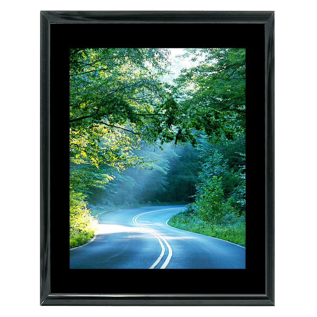 11x14 Custom Black Metal Frame, Black Mat with Glass