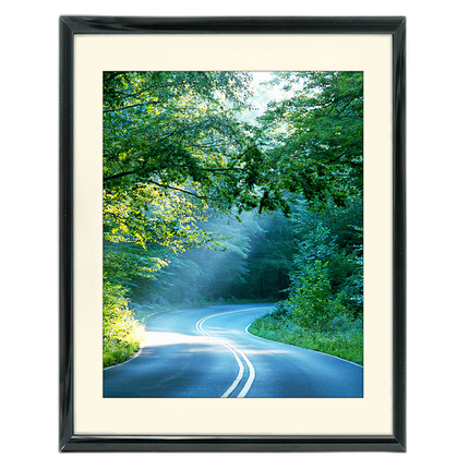 11x14 Custom Black Metal Frame, Off-White Mat with Glass