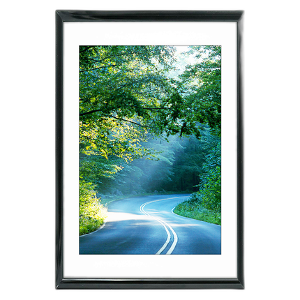 12x18 Custom Black Metal Frame, White Mat with Glass
