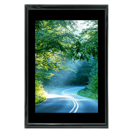12x18 Custom Black Metal Frame, Black Mat with Glass