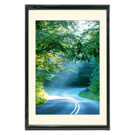 12x18 Custom Black Metal Frame, Off-White Mat with Glass