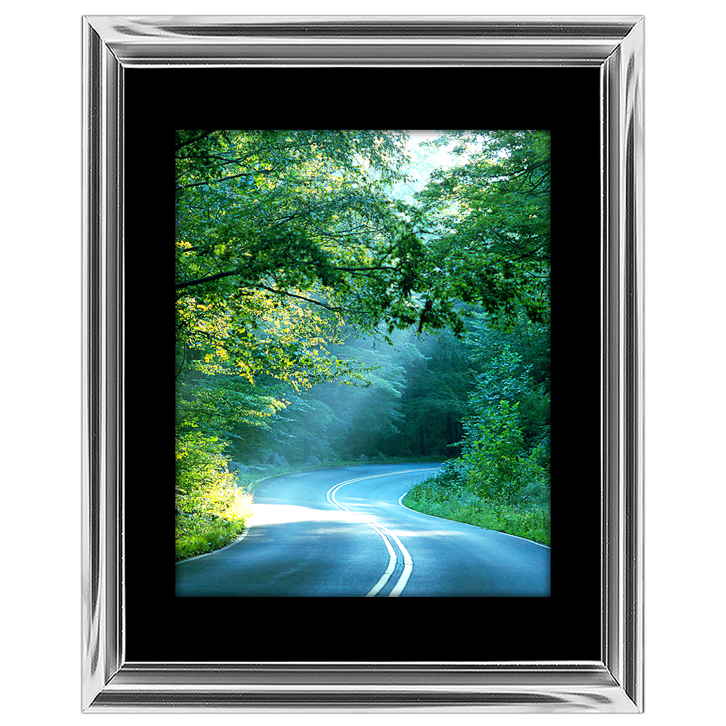 12x18 Custom Silver Metal Frame, Black Mat with Glass