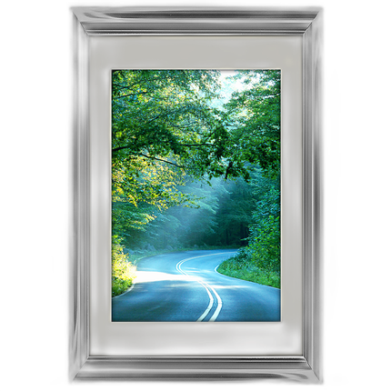 12x18 Custom Silver Metal Frame, Off-White Mat with Glass