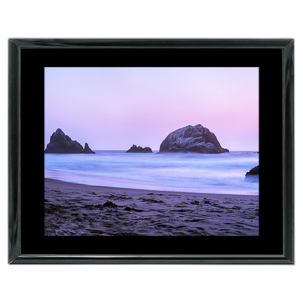 14x11 Custom Black Metal Frame, Black Mat with Glass
