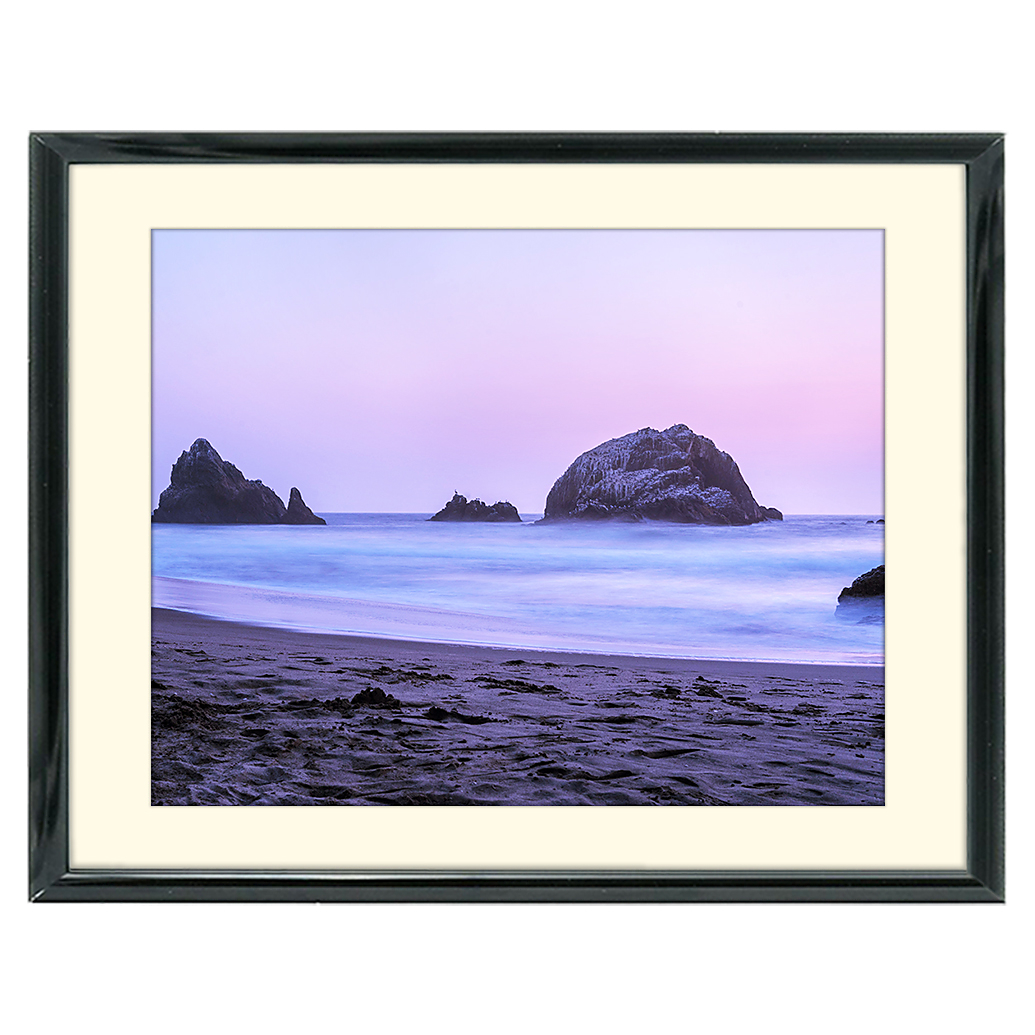 14x11 Custom Black Metal Frame, Off-White Mat with Glass