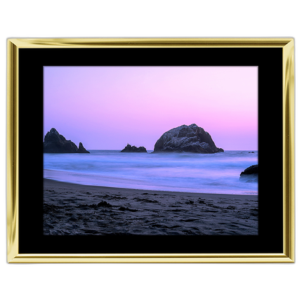 14x11 Custom Gold Metal Frame, Black Mat with Glass