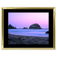14x11 Custom Gold Metal Frame, Black Mat with Glass 0