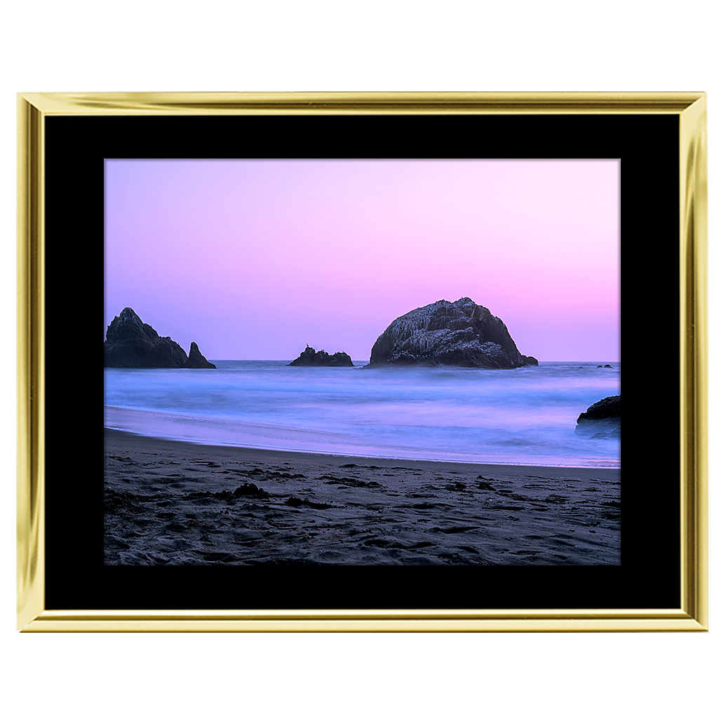 14x11 Custom Gold Metal Frame, Black Mat with Glass