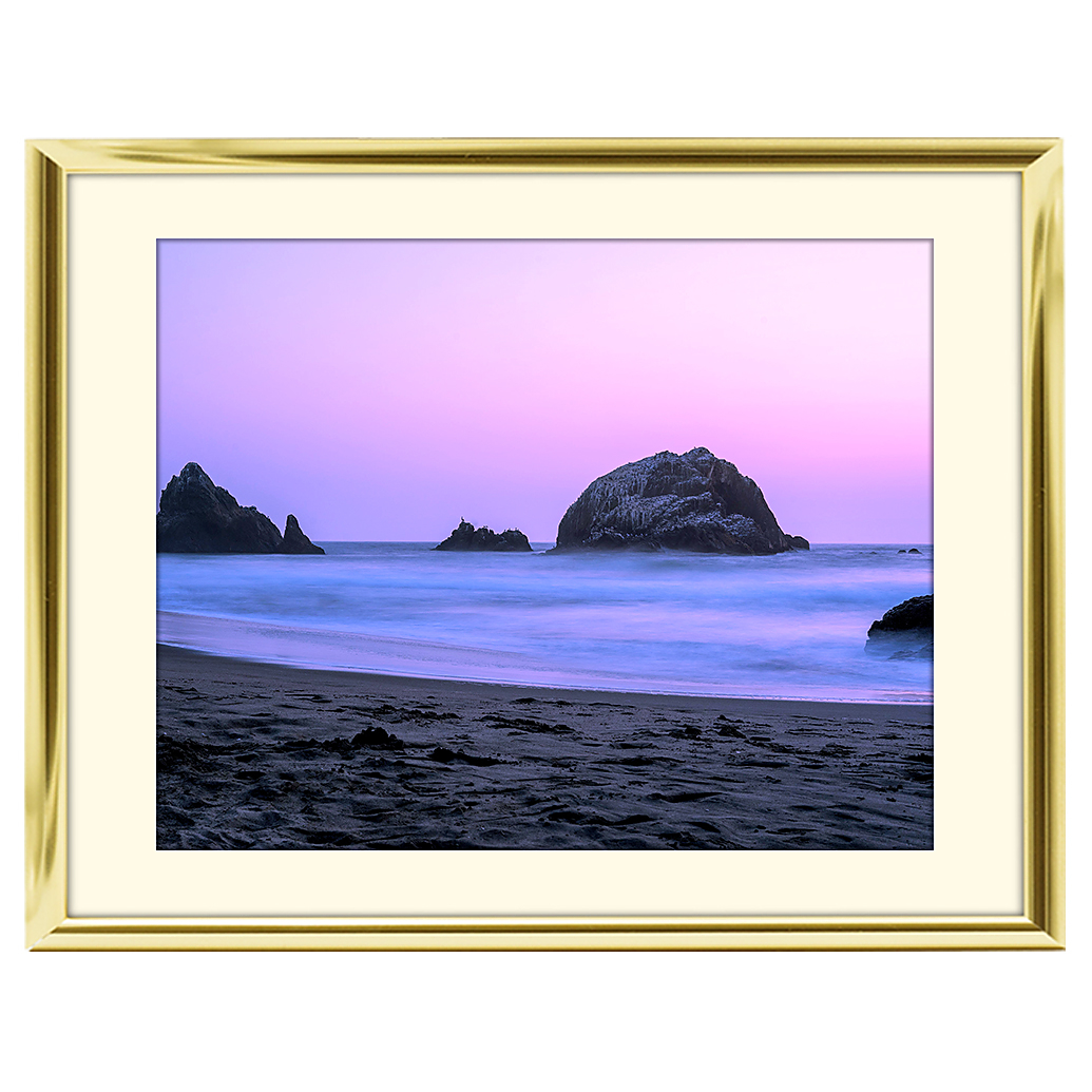 14x11 Custom Gold Metal Frame, Off-White Mat with Glass