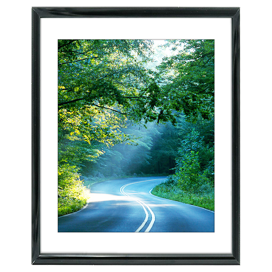 16x20 Custom Black Metal Frame, White Mat with Glass