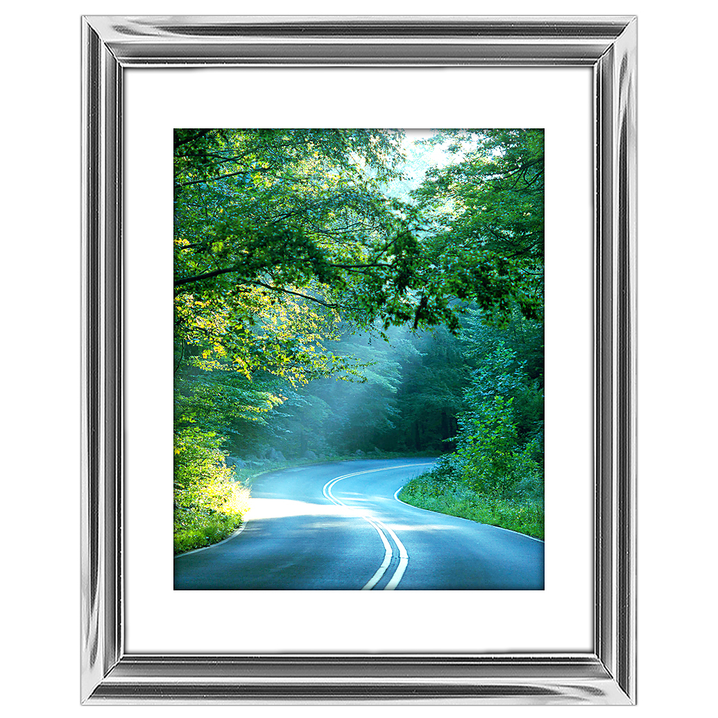 16x20 Custom Silver Metal Frame, White Mat with Glass