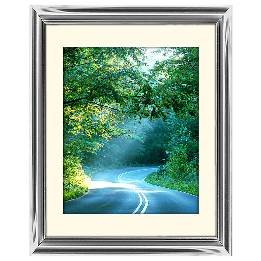 16x20 Custom Silver Metal Frame, Off-White Mat with Glass