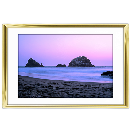 18x12 Custom Gold Metal Frame, White Mat with Glass