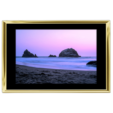 18x12 Custom Gold Metal Frame, Black Mat with Glass