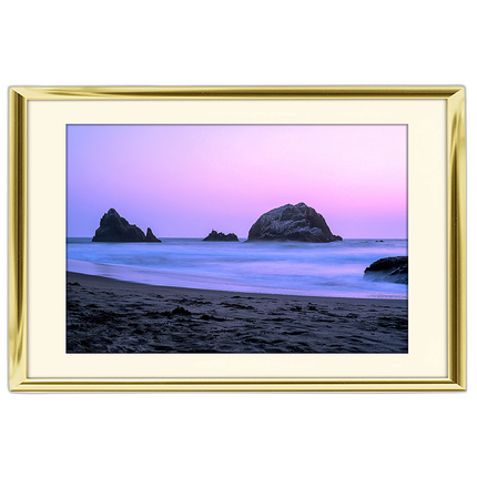 18x12 Custom Gold Metal Frame, Off-White Mat with Glass