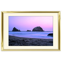 18x12 Custom Gold Metal Frame, Off-White Mat with Glass 0