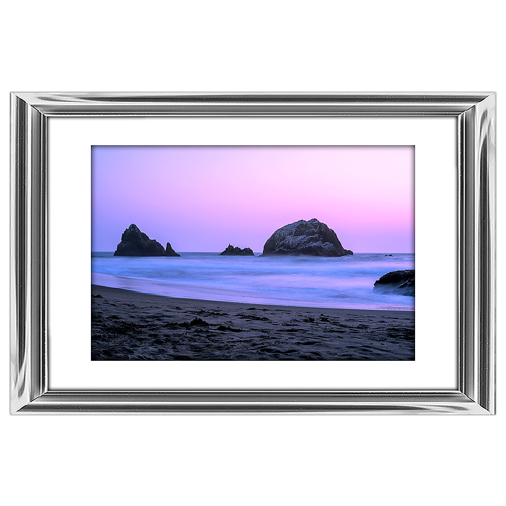 18x12 Custom Silver Metal Frame, White Mat with Glass