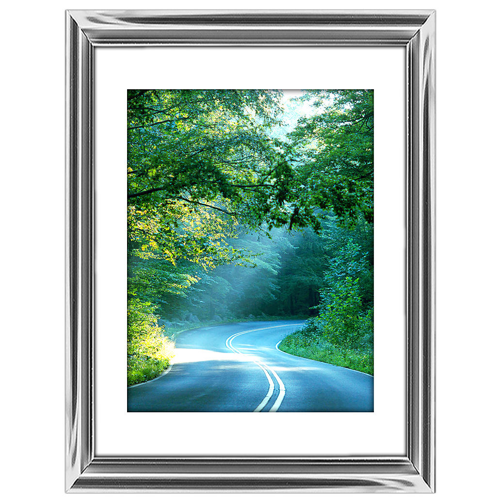 18x24 Custom Silver Metal Frame, White Mat with Glass
