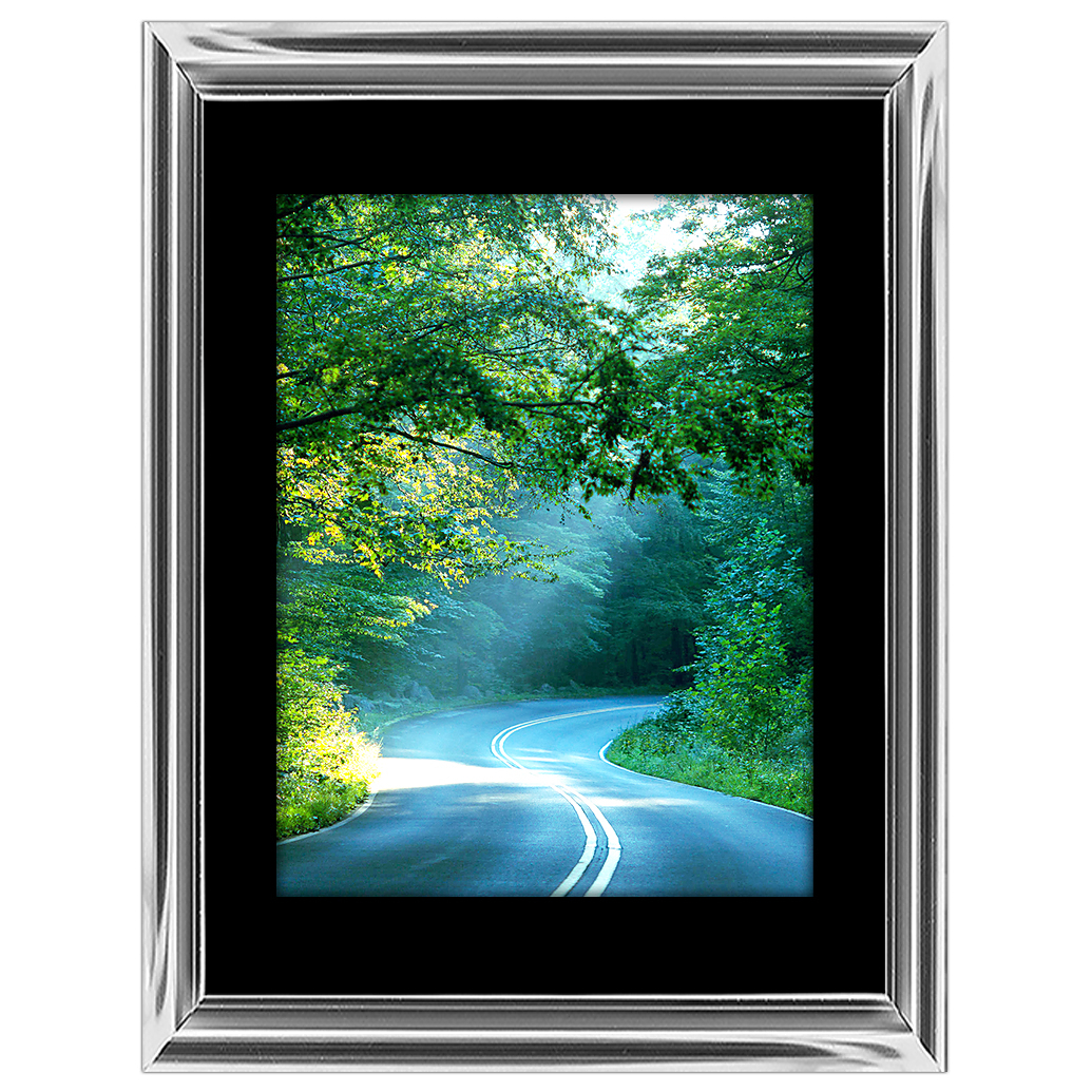 18x24 Custom Silver Metal Frame, Black Mat with Glass