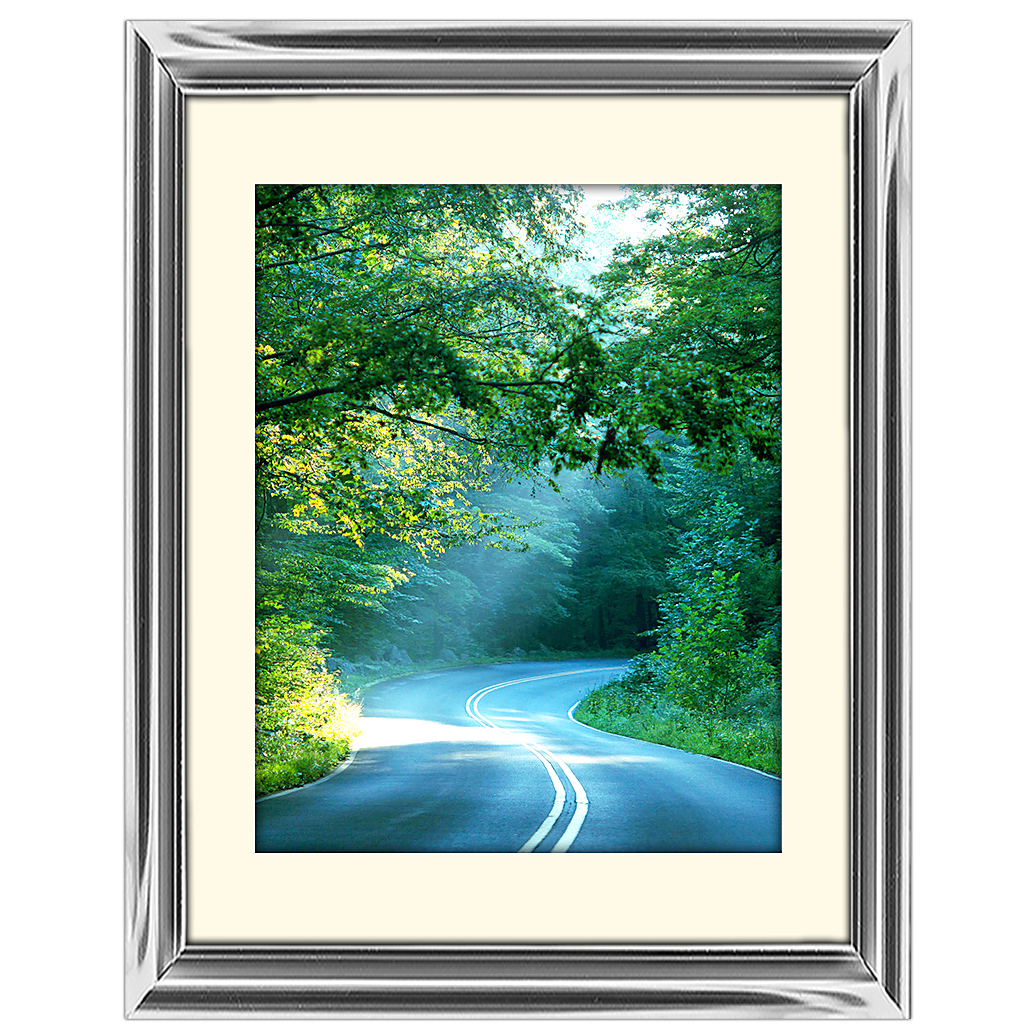 18x24 Custom Silver Metal Frame, Off-White Mat with Glass