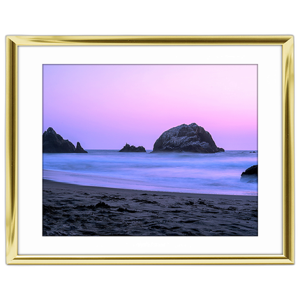 20x16 Custom Gold Metal Frame, White Mat with Glass