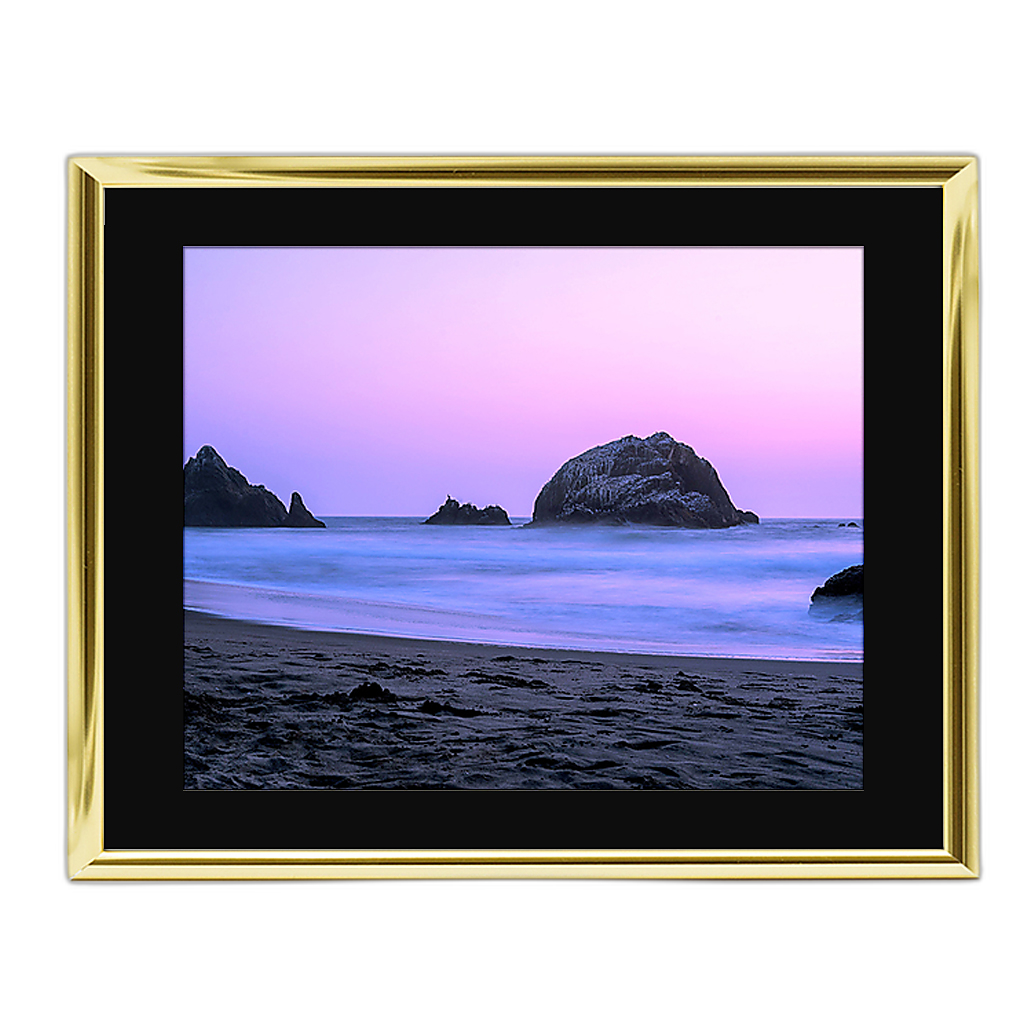 20x16 Custom Gold Metal Frame, Black Mat with Glass