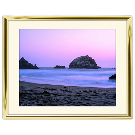 20x16 Custom Gold Metal Frame, Off-White Mat with Glass