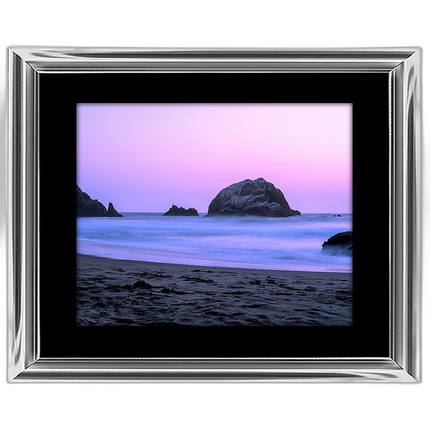 20x16 Custom Silver Metal Frame, Black Mat with Glass