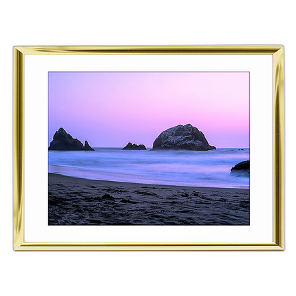 24X18 Custom Gold Metal Frame, White Mat with Glass
