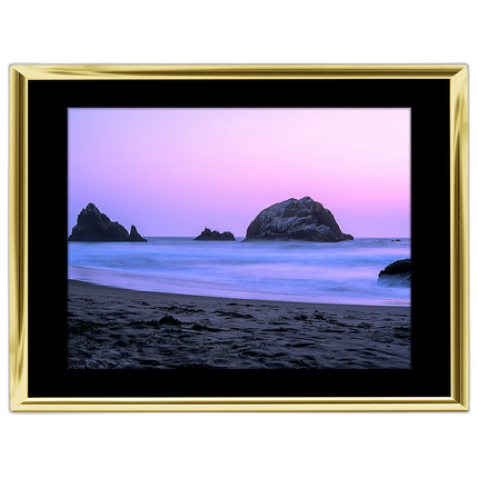24X18 Custom Gold Metal Frame, Black Mat with Glass
