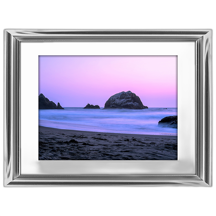 24X18 Custom Silver Metal Frame, White Mat with Glass