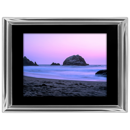 24X18 Custom Silver Metal Frame, Black Mat with Glass